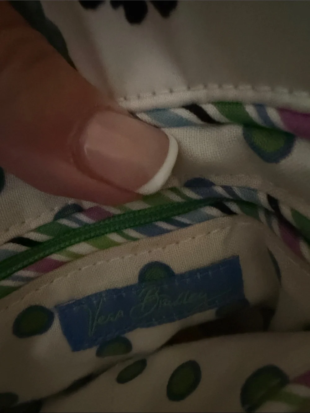 Vera Bradley Quilted Floral Tote in White, Green & Pink